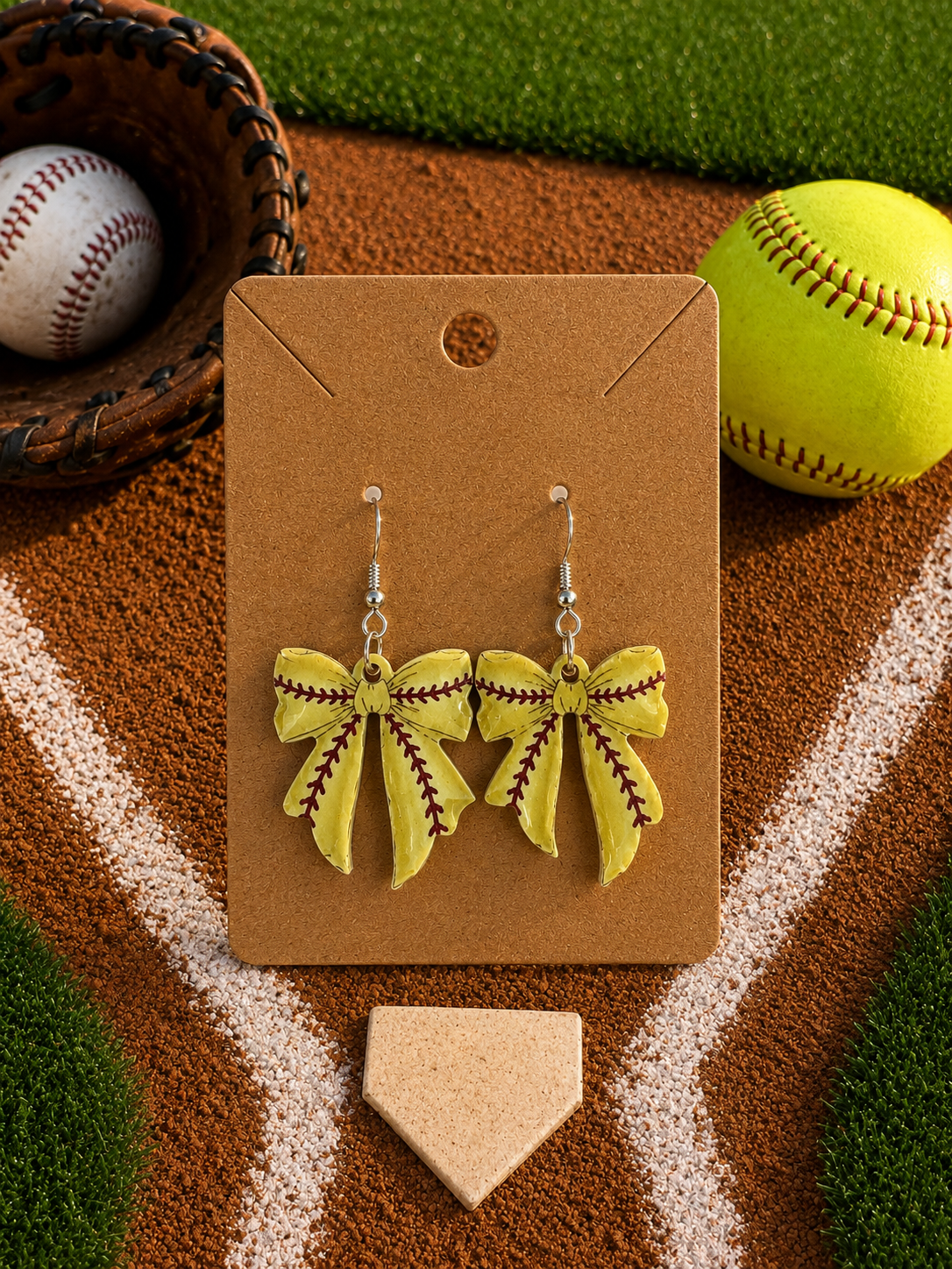Softball Bow Earrings