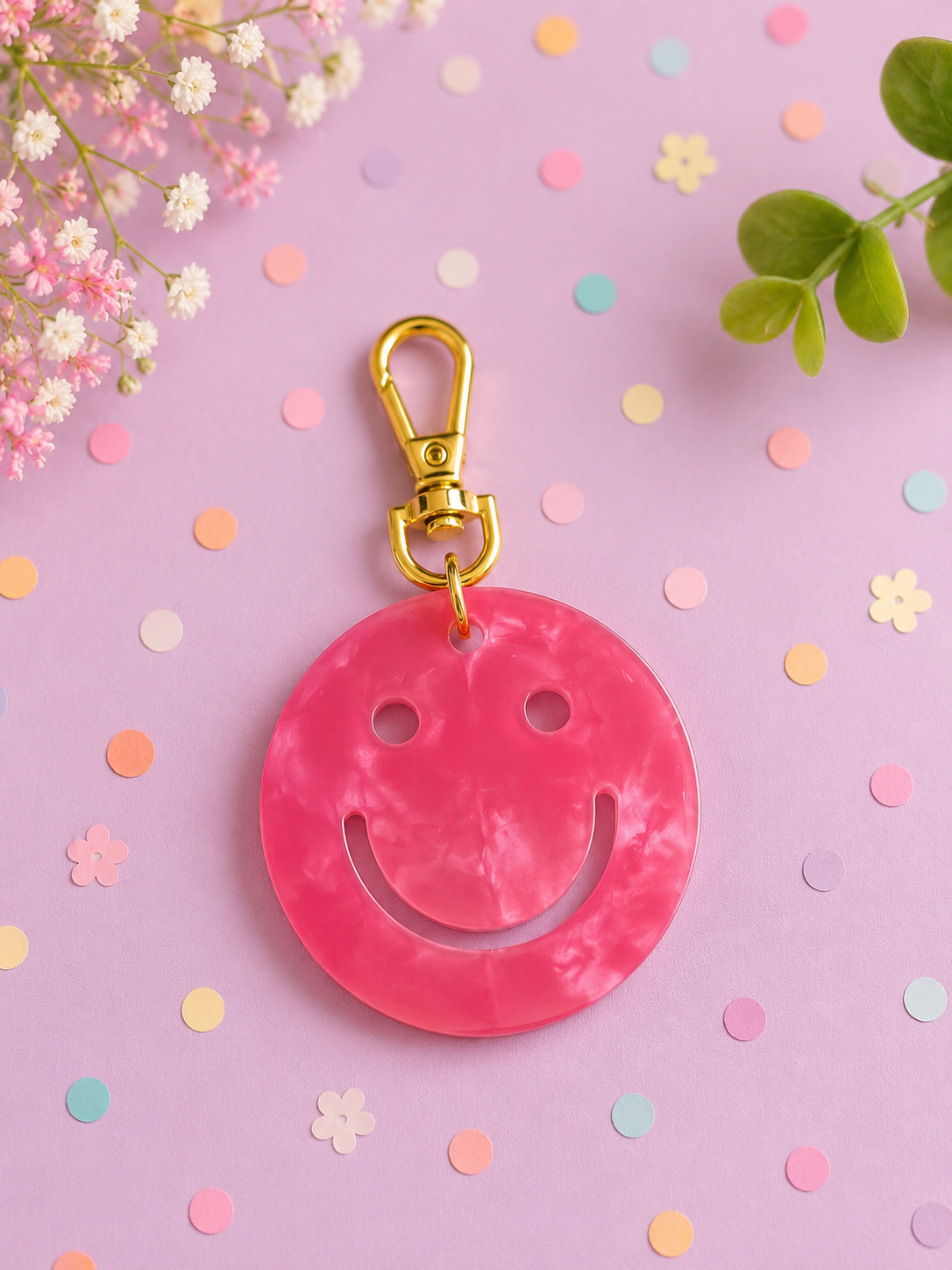 Dark Pink Smile Keychain