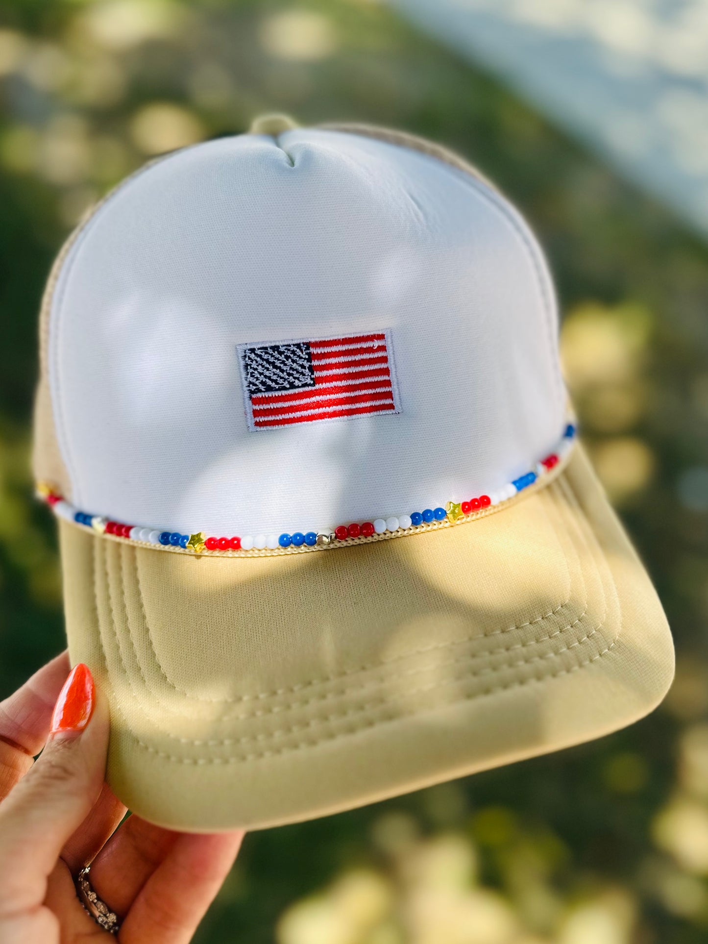Embroidered Flag Trucker