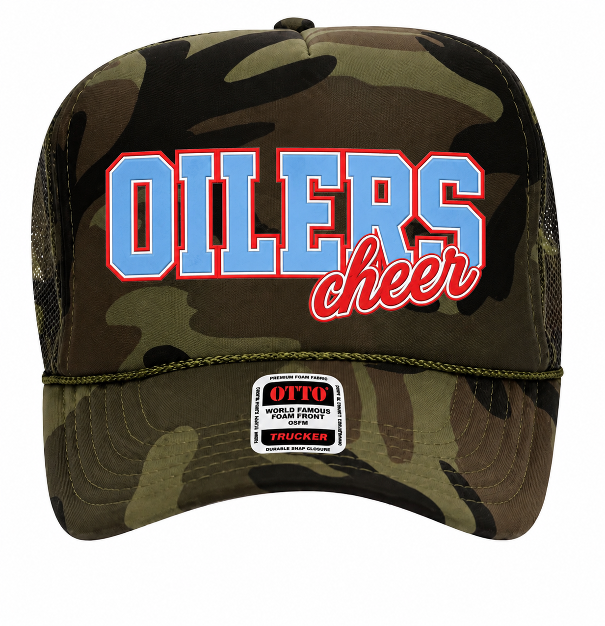 Oilers Cheer Camo Trucker Hat