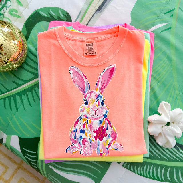 Neon Brushstroke Bunny Tee