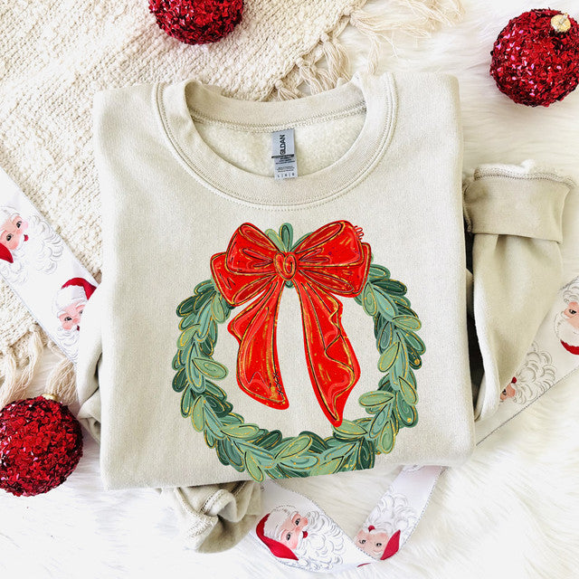 Red Bow Wreath Crew