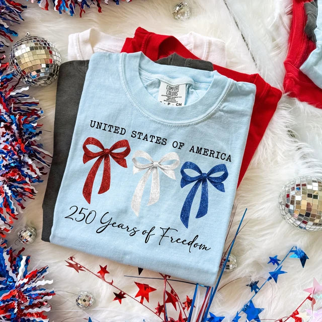 Red, White & Blue Bow Tee