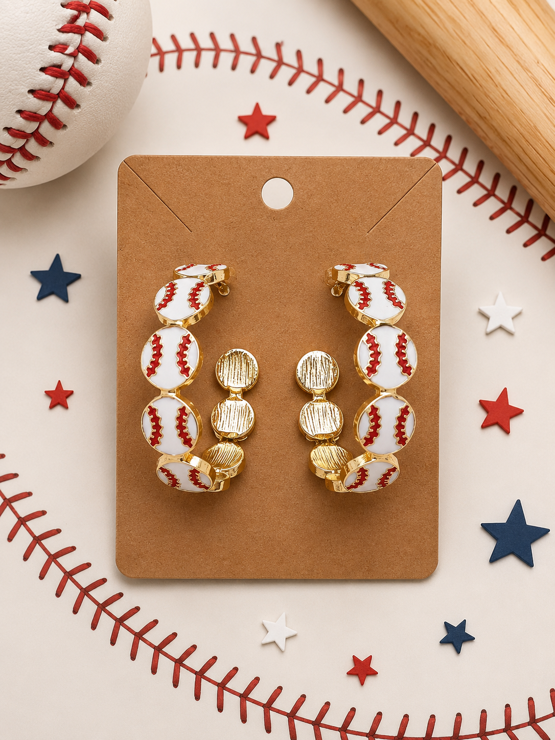Baseball Hoop Earrings