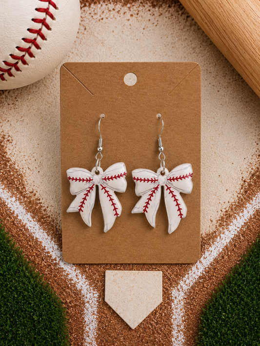 Baseball Bow Earrings