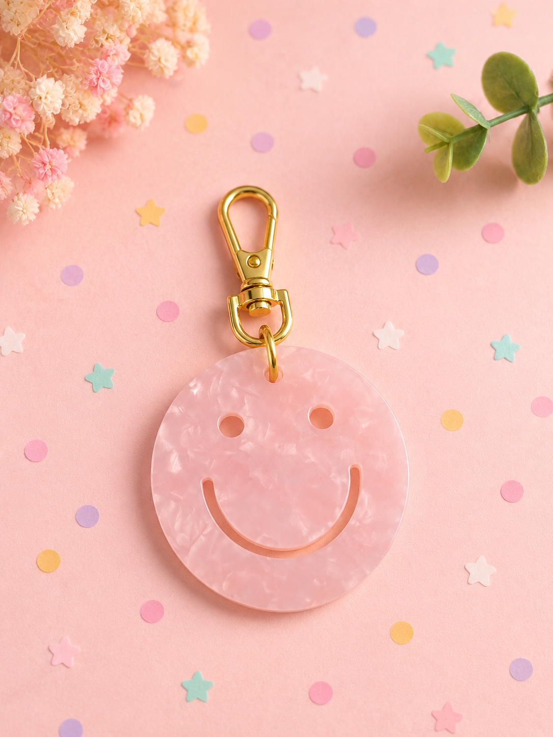 Pink Opal Smile Keychain