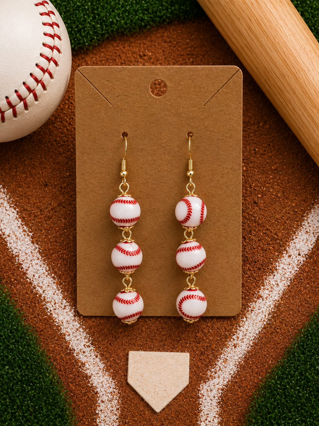 Dangle Baseball Earrings