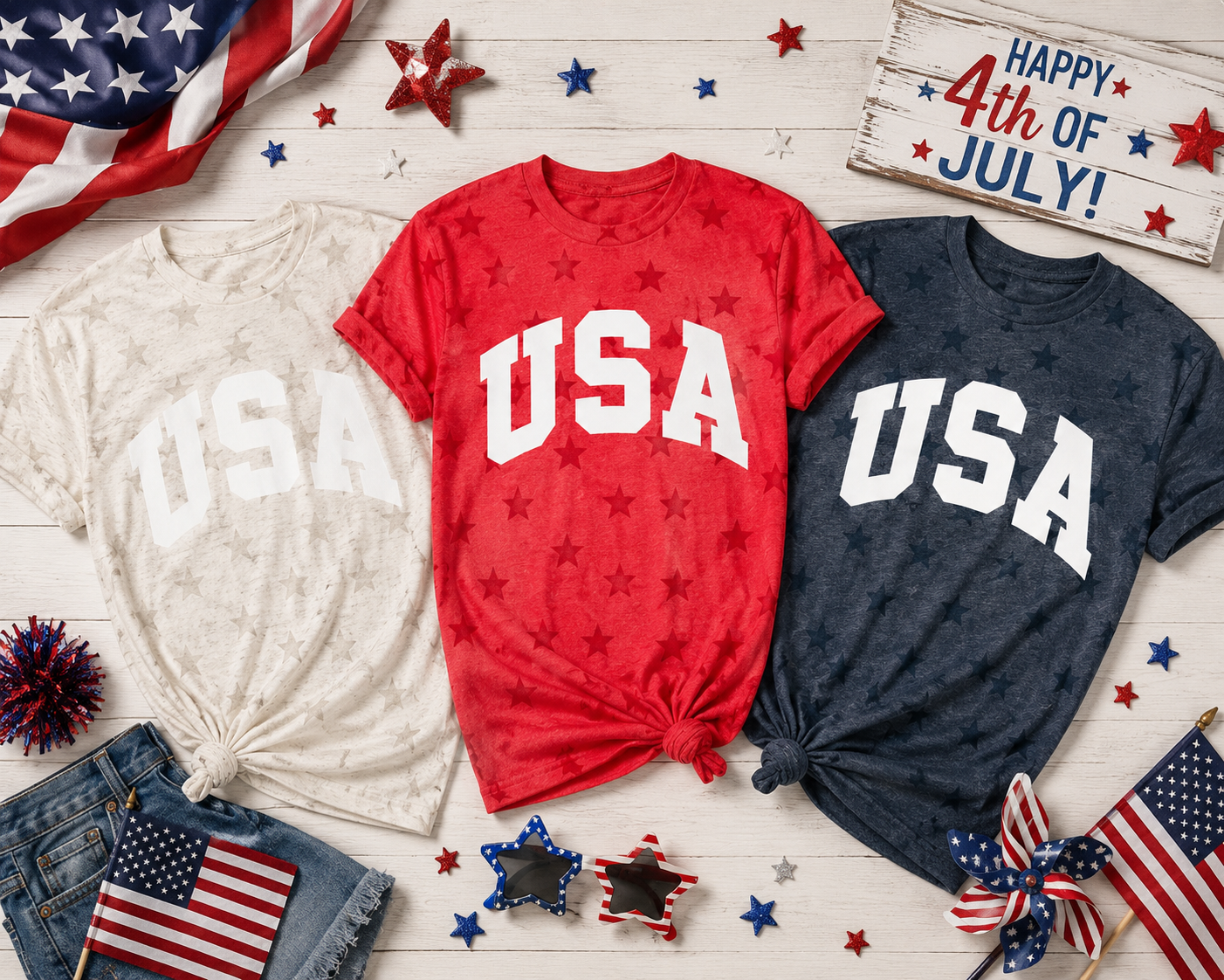 Star Patterned USA Tee