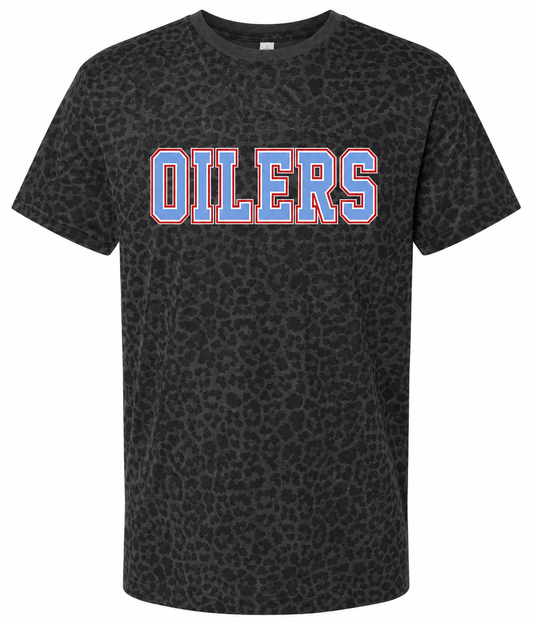 Oilers Black Leopard Tee