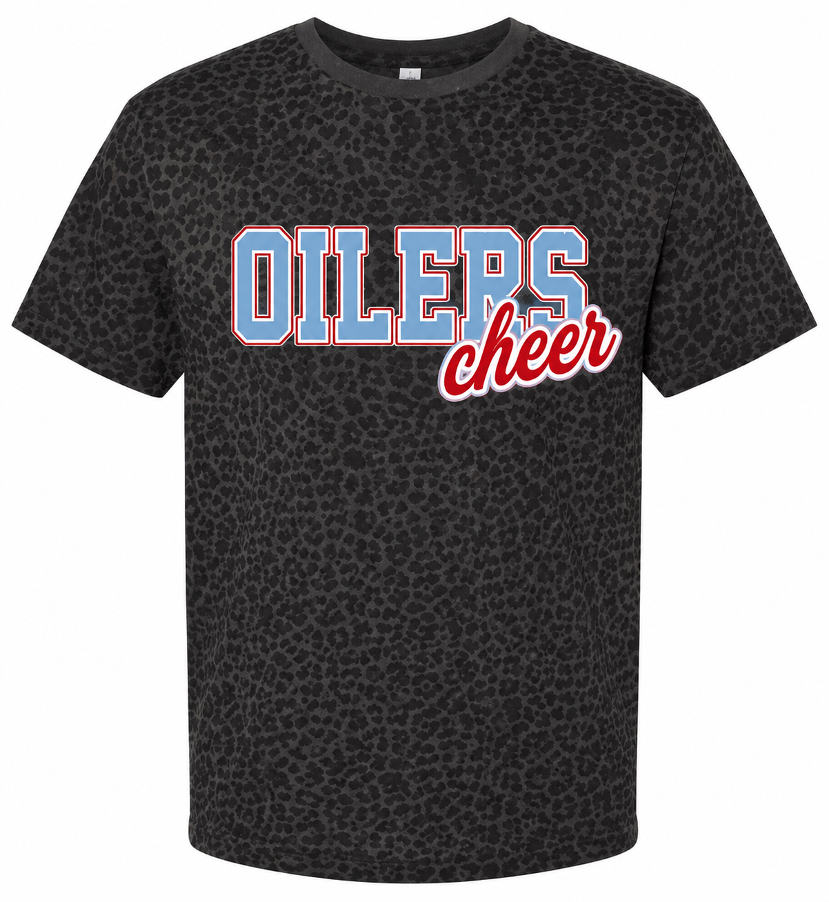 Oilers Cheer Black Leopard Tee