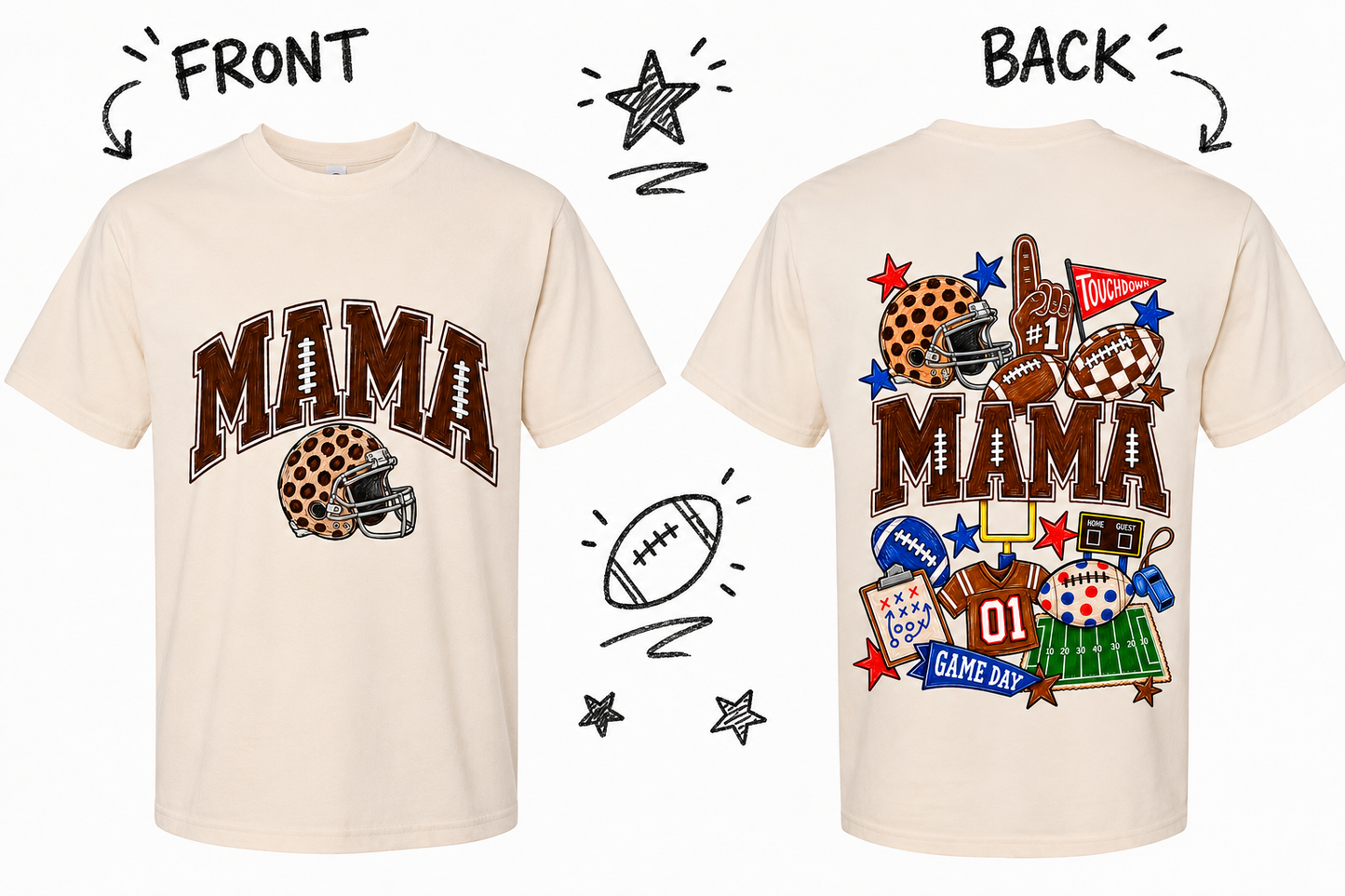 Mama Dual Design Football Tee