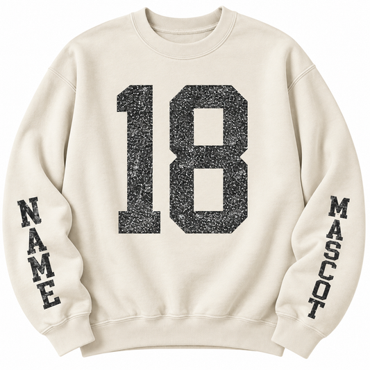 Distressed Custom Number, Name, Mascot Crew
