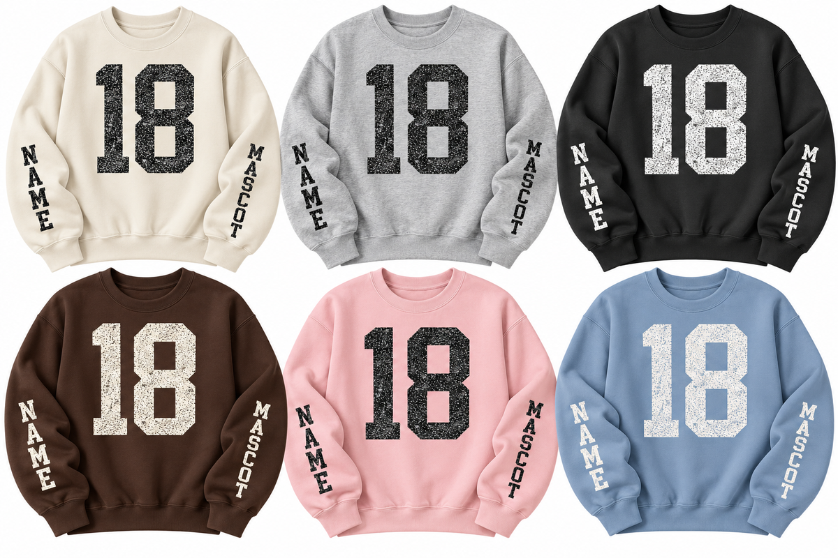 Distressed Custom Number, Name, Mascot Crew