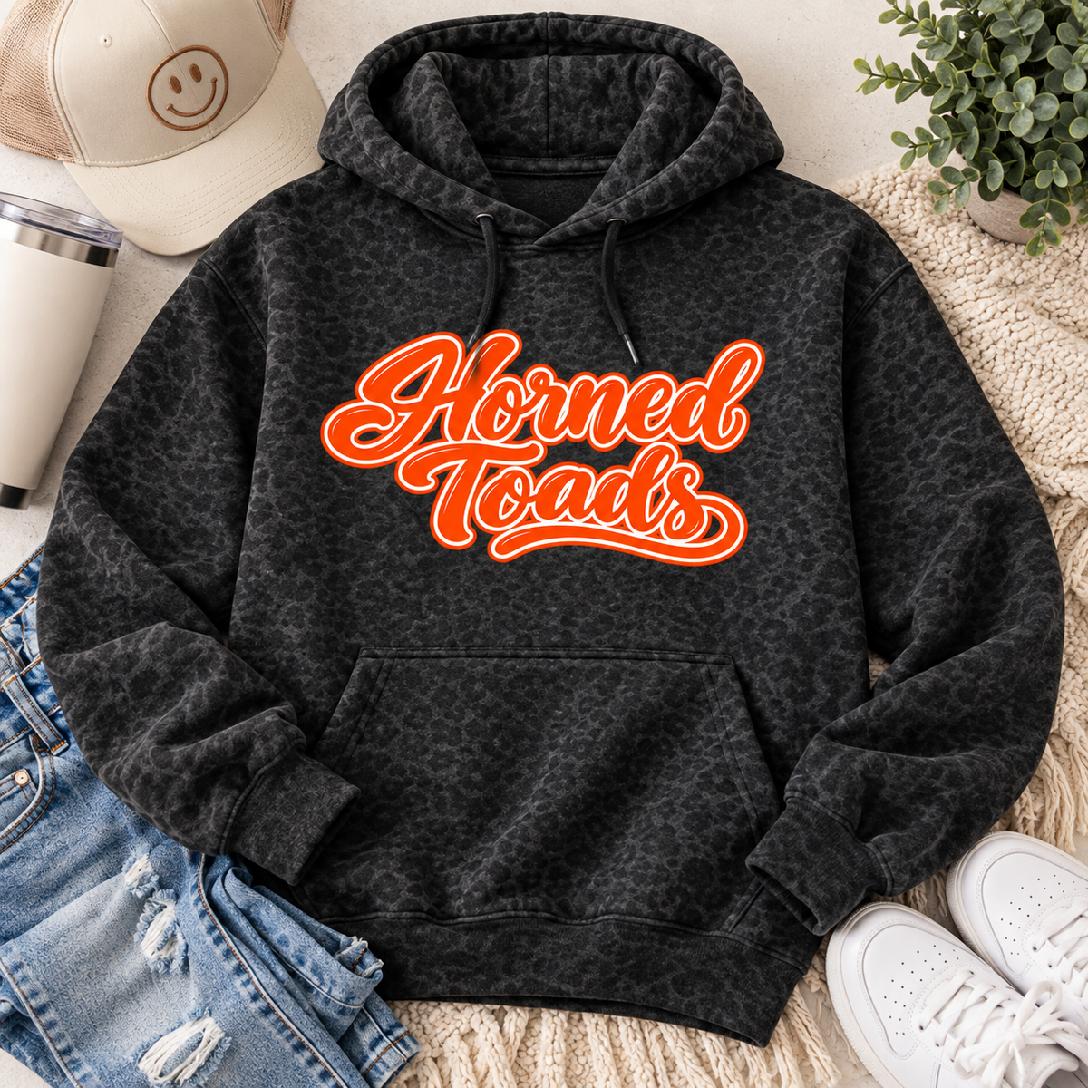 Horned Toad Black Leopard Hoodie