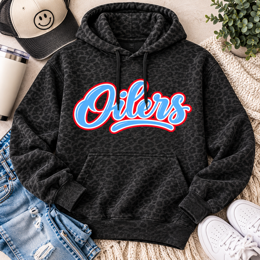 Oilers Black Leopard Hoodie