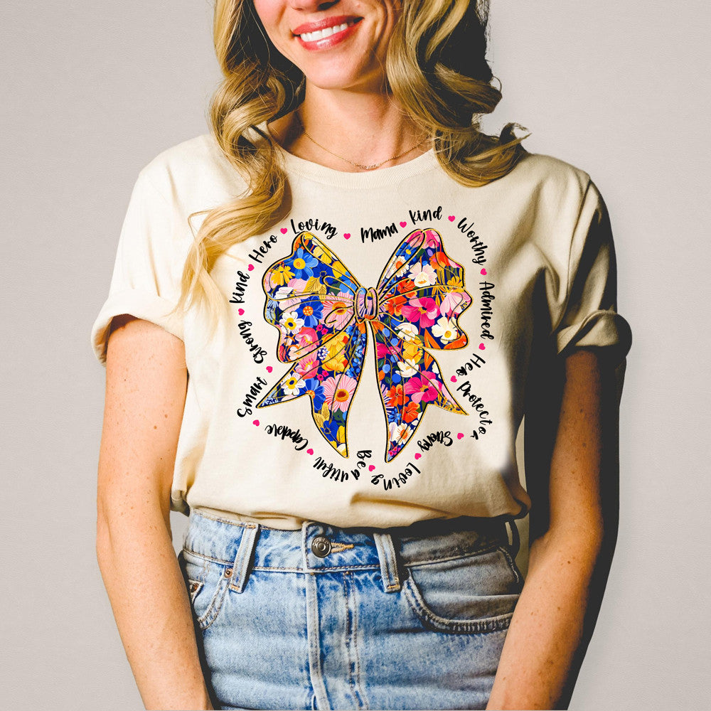 Mama Floral Bow Tee