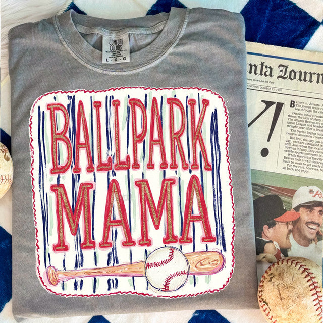 Pinstripe Ballpark Mama Tee