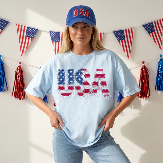USA Frayed Tee