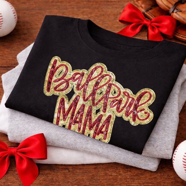 Faux Sequin Ballpark Mama Crew