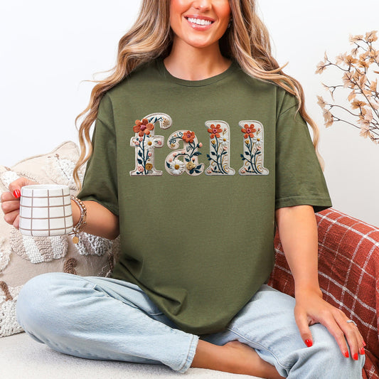 Faux Embroidery Fall Tee