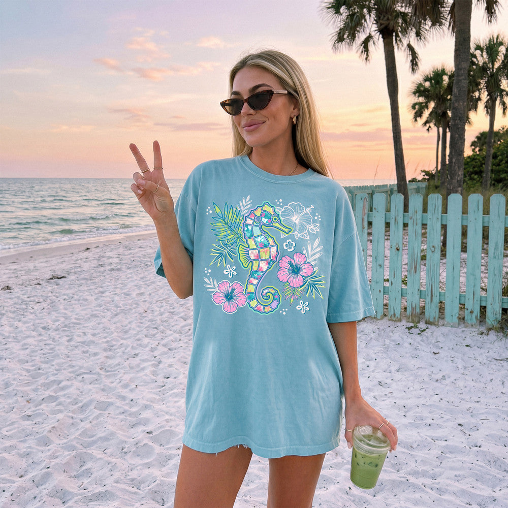 Floral Seahorse Tee