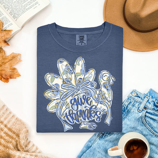Blue Give Thanks Tee