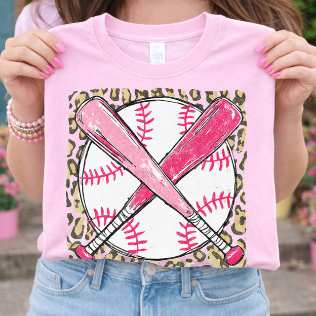 Pink Leopard Baseball Tee