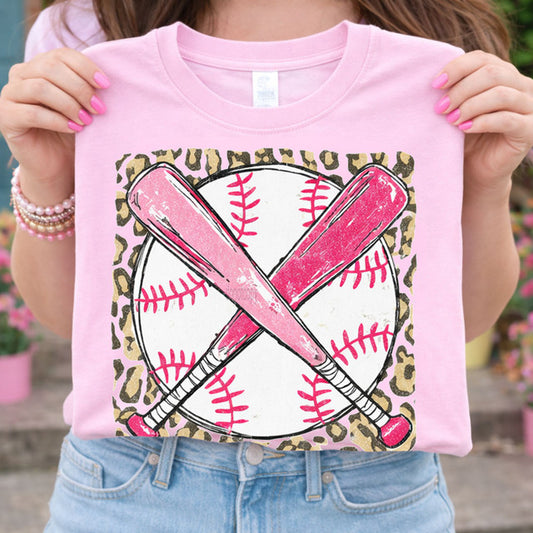 Pink Leopard Baseball Tee