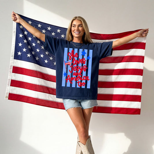 She Loves Jesus & America Tee