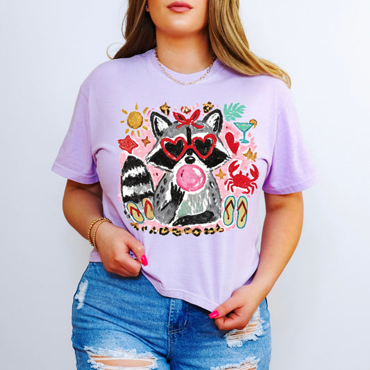 Summer Raccoon Cropped Tee